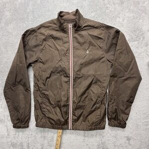 Volcom Jacket Mens L Brown Windbreaker Fader Jacket Full Zip Pockets Lightweight